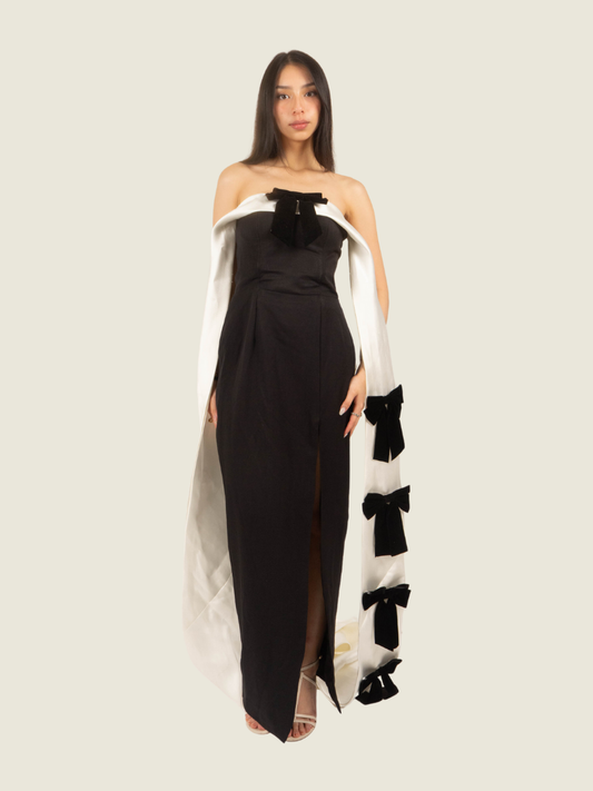 Chris Nick Black Tube Gown with Sash
