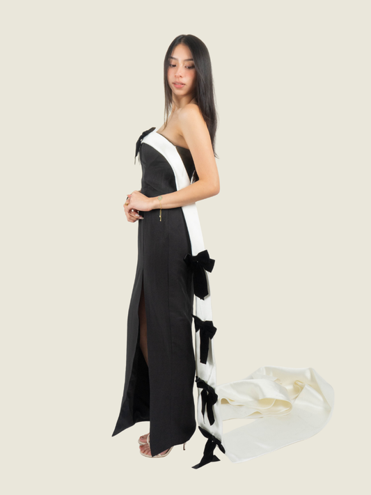 Chris Nick Black Tube Gown with Sash
