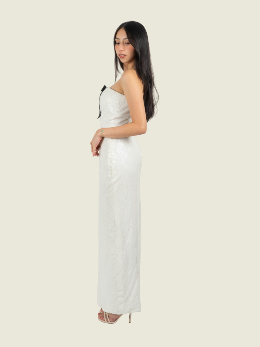 Chris Nick White Sequin Tube Gown