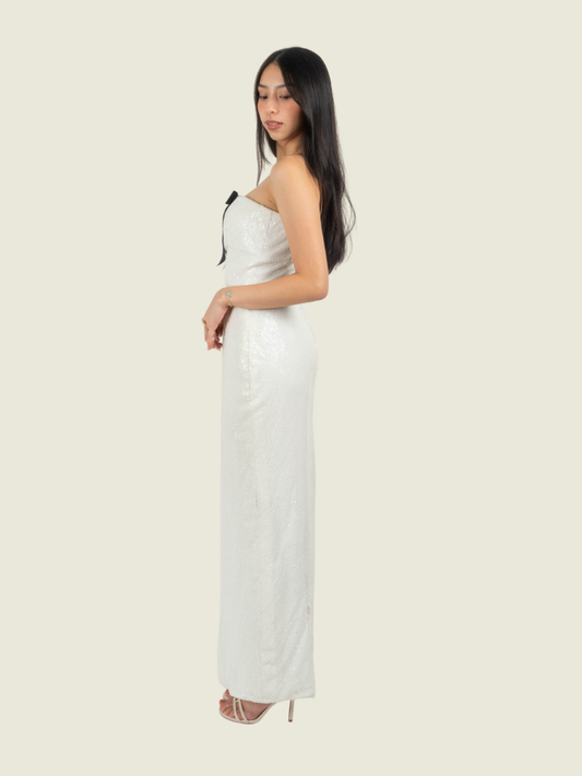 Chris Nick White Sequin Tube Gown
