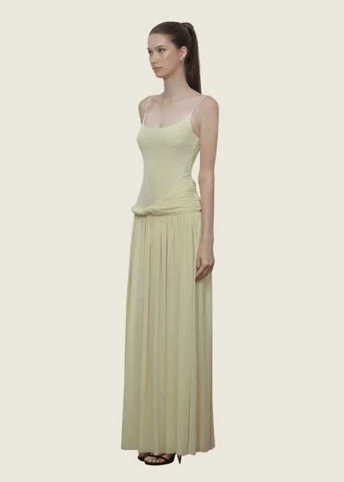 COCOSIN Yellow Spaghetti Strap Maxi Dress hover image