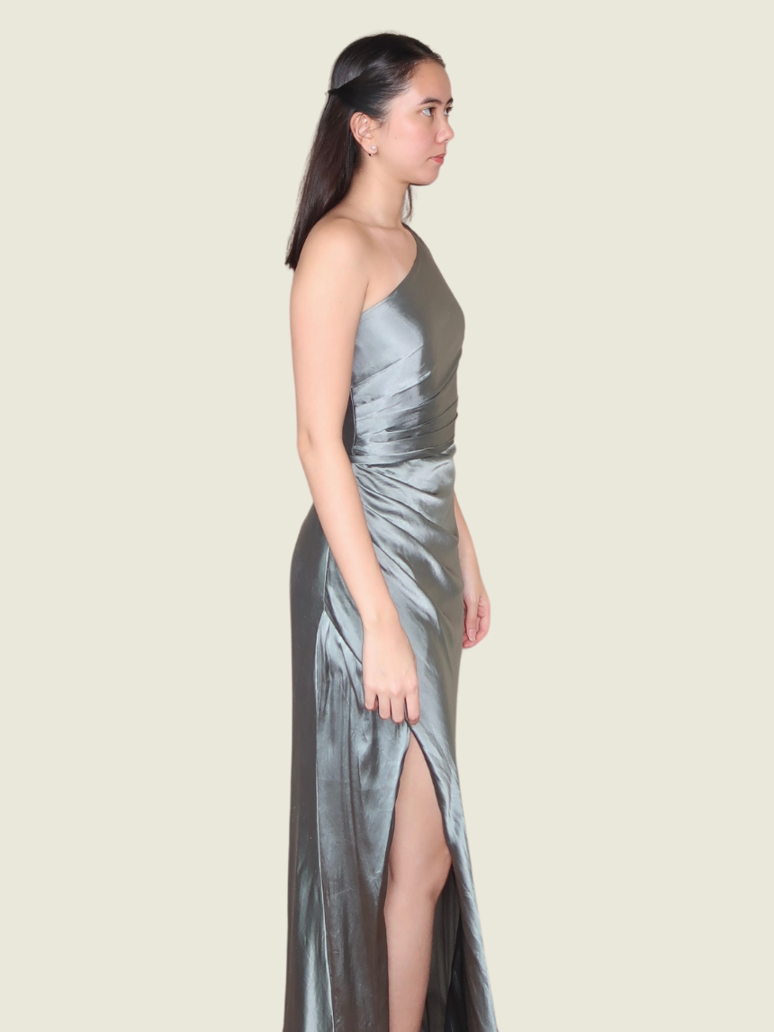 Custom Italian Silk Asymmetrical Gown