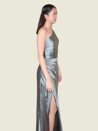 Custom Italian Silk Asymmetrical Gown