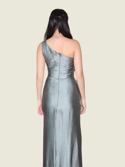 Custom Italian Silk Asymmetrical Gown