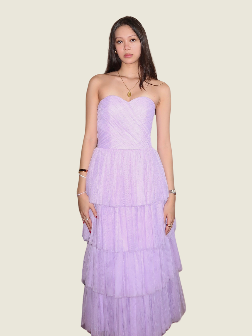 Custom Purple Tiered Tulle Midi