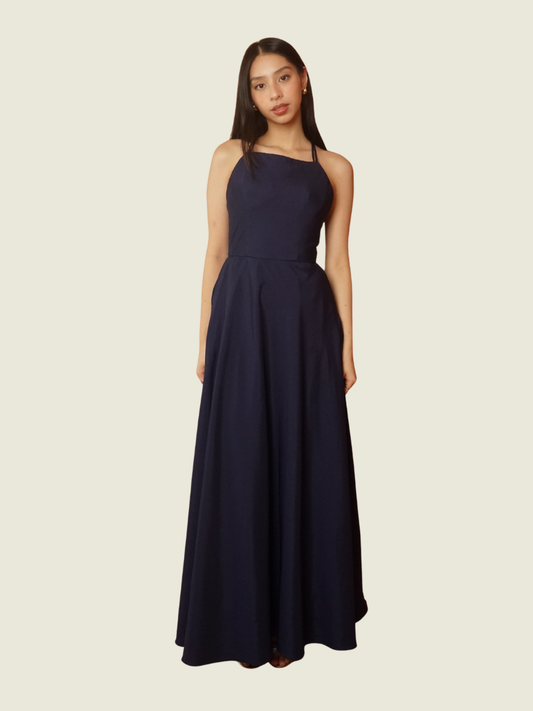 Custom Blue Halter Gown