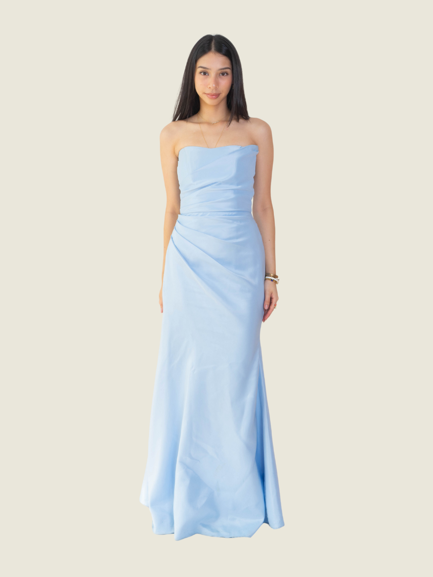 Custom Blue Tube Long Gown