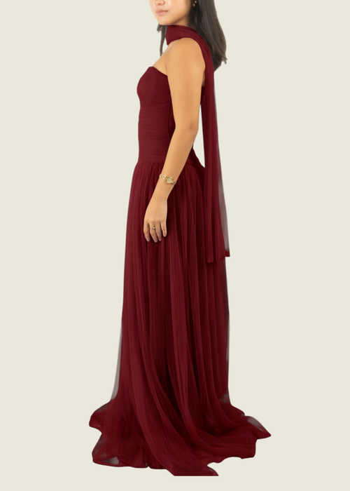 Custom Burgundy Tulle Gown hover image