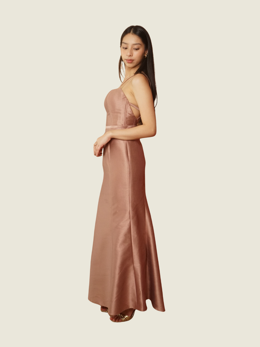 Custom Gazaar Taupe Long Gown