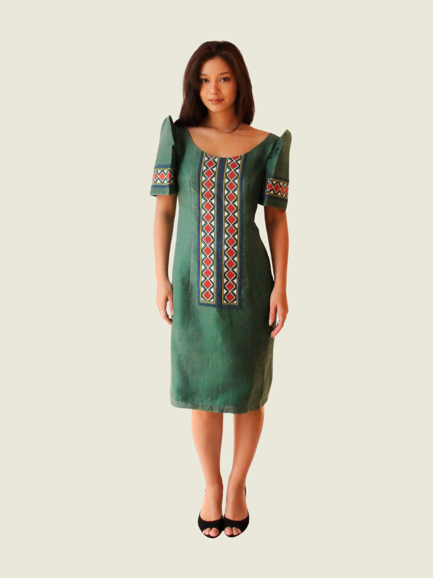 Custom Green Mini Filipiniana