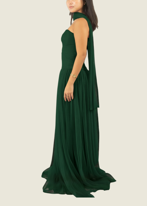 Custom Green Tulle Gown hover image