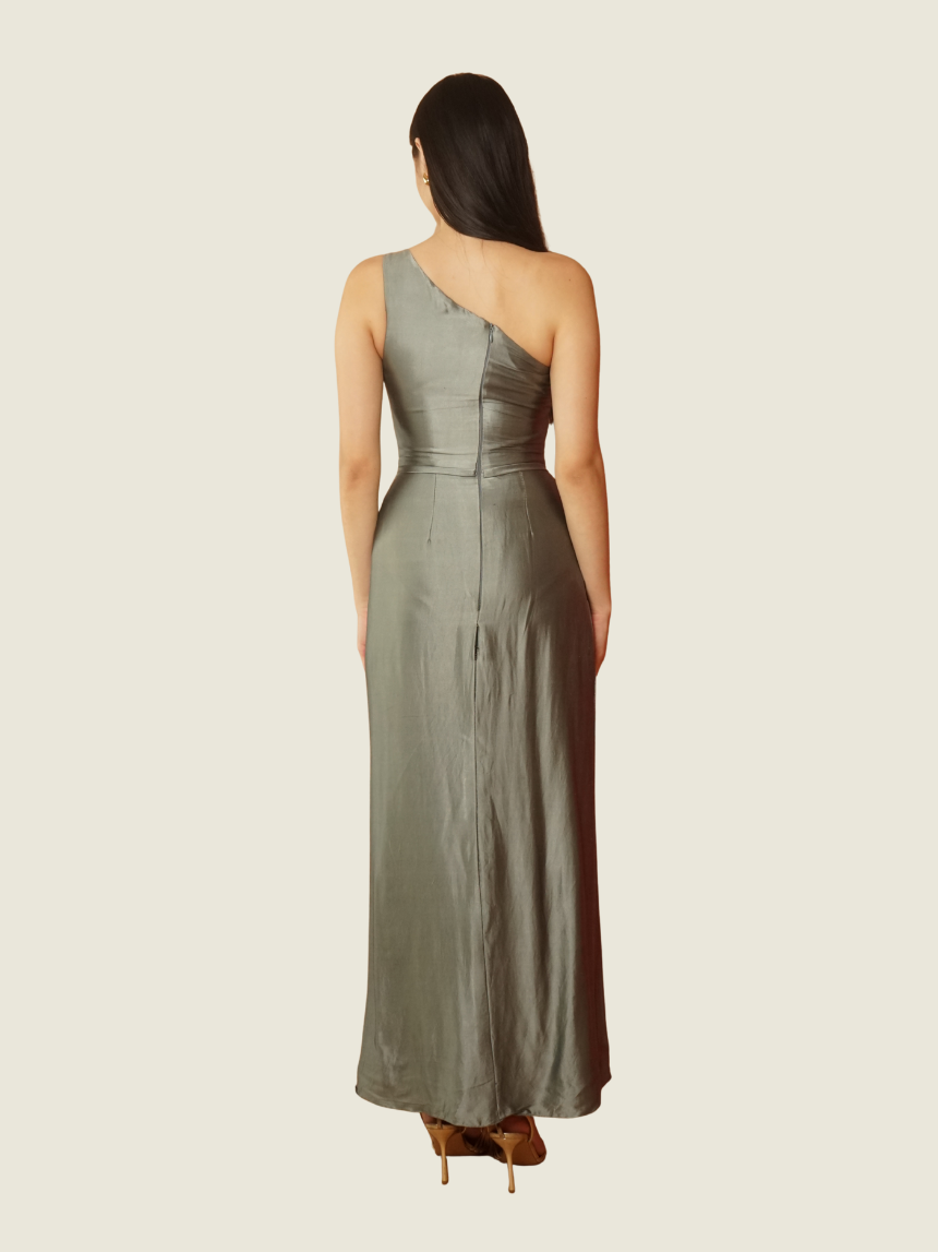 Custom Italian Silk Asymmetrical Gown