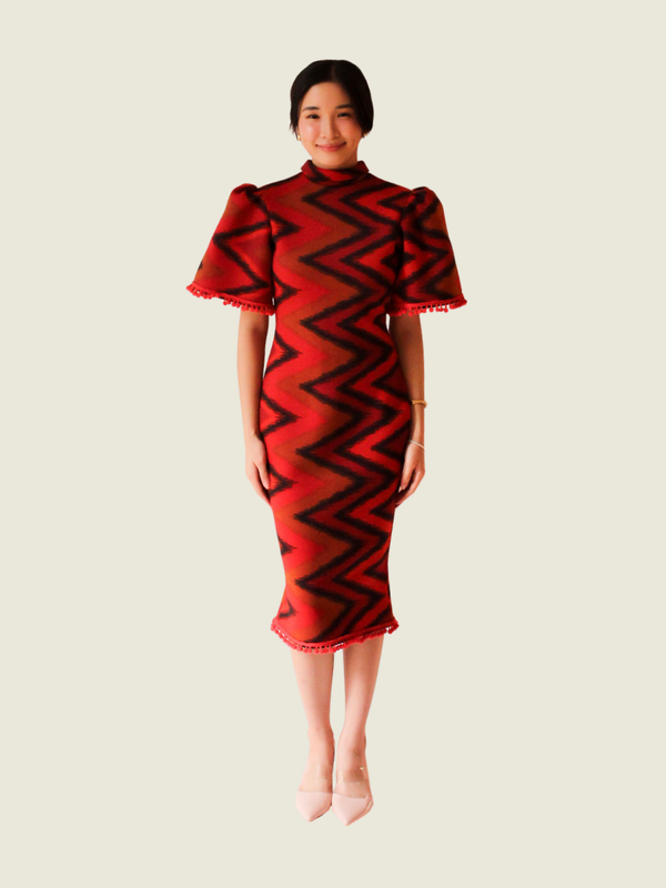 Custom Orange Printed Filipiniana