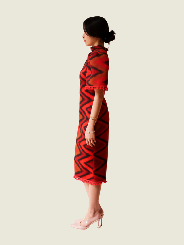 Custom Orange Printed Filipiniana