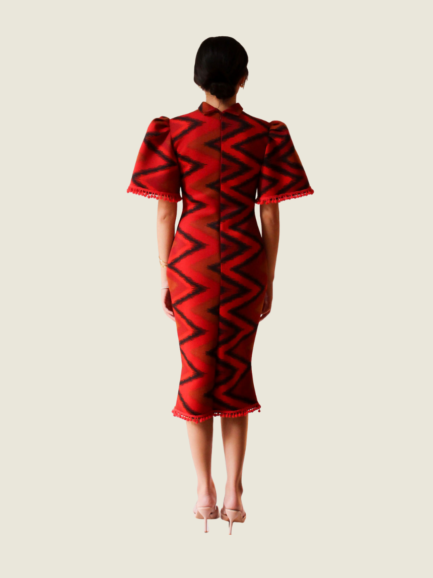 Custom Orange Printed Filipiniana