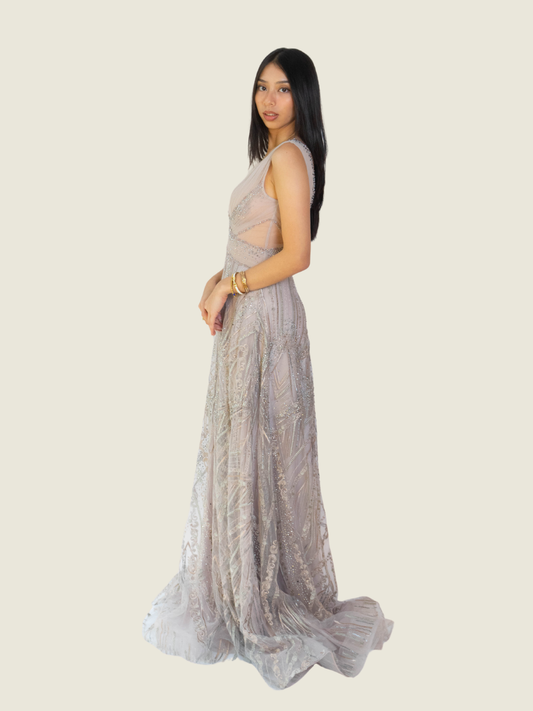 Custom Silver Sequin Gown