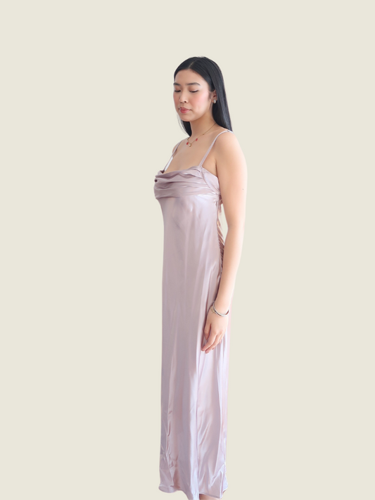 Zara Silver Pink Satin Dress