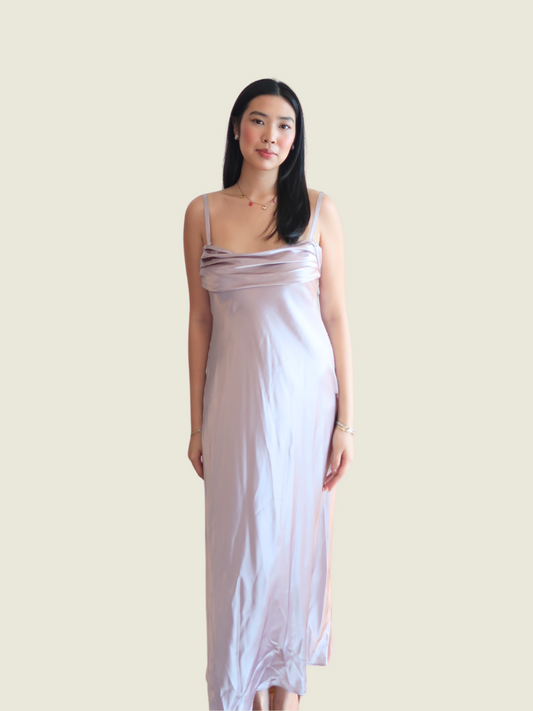 Zara Silver Pink Satin Dress