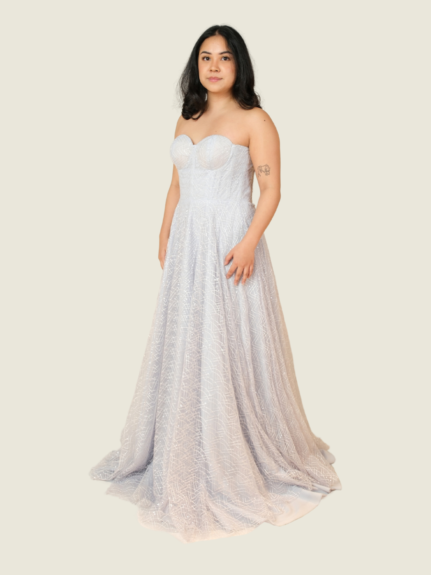 Debbie Co Dusty Blue Haris Gown