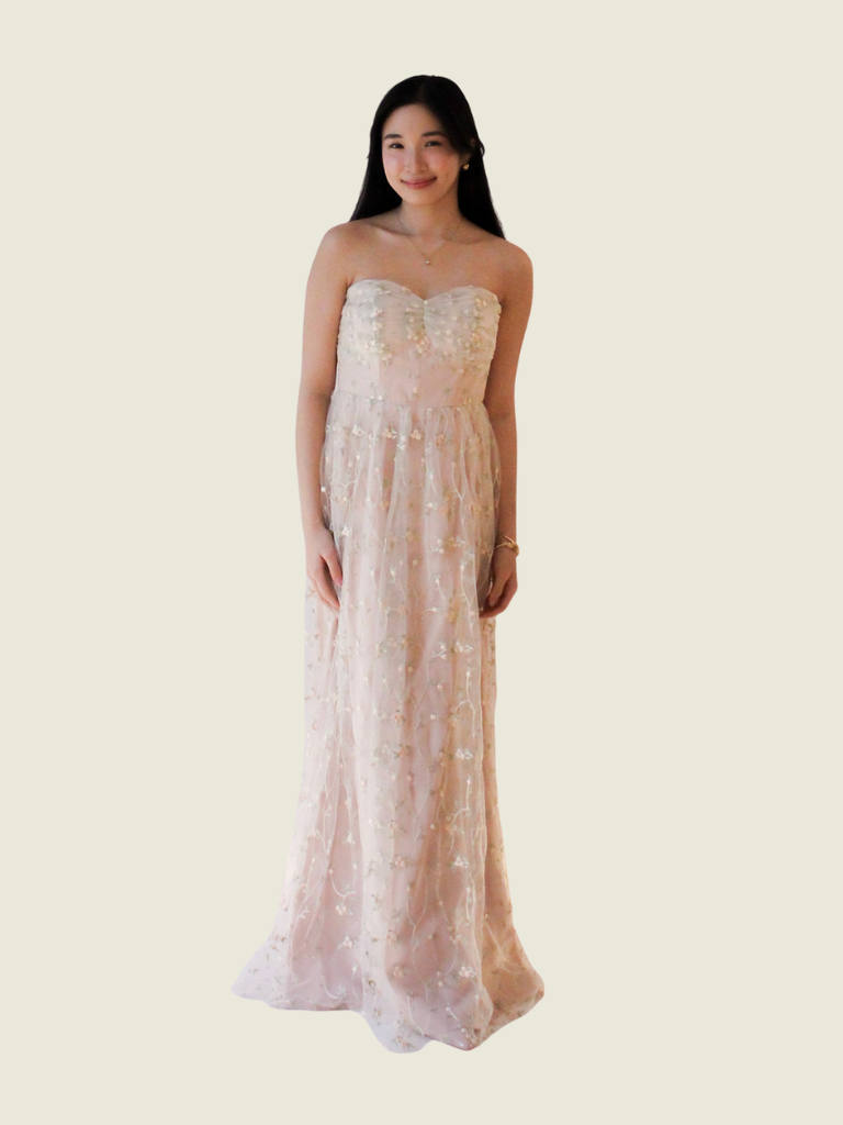Debbie Co Floral Pink Lace Midi