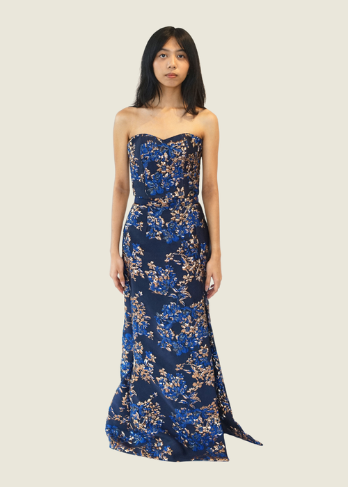Debbie Co Blue Brocade Set