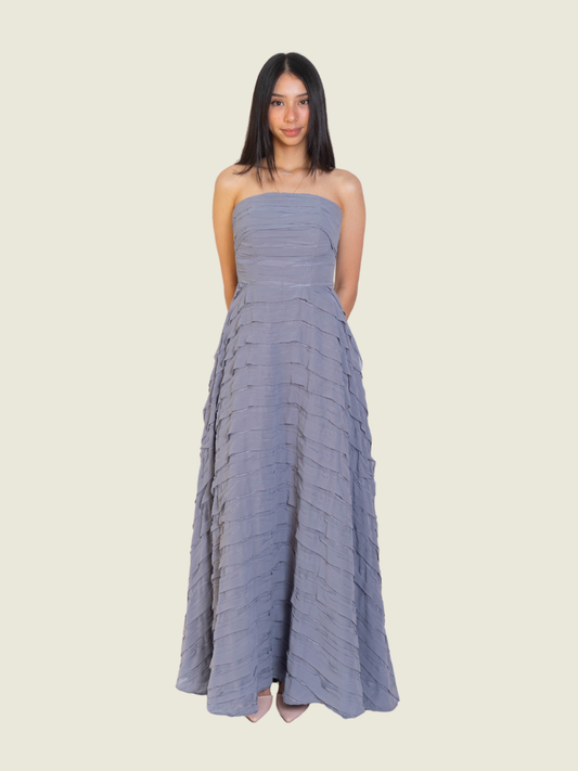 Debbie Co Dusty Blue Tube Gown
