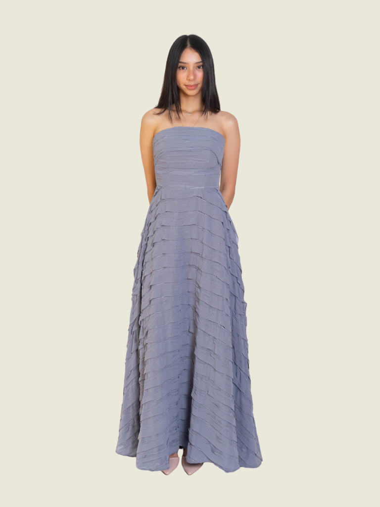 Debbie Co Dusty Blue Tube Gown