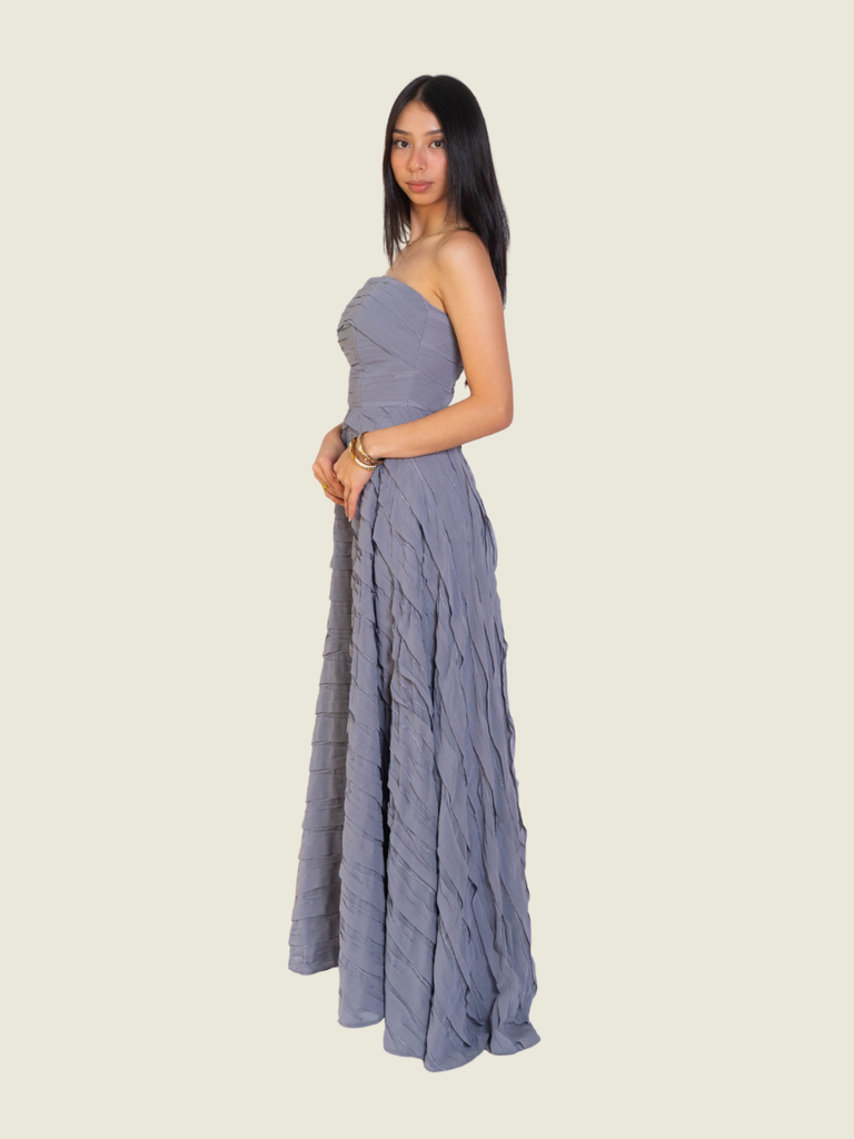 Debbie Co Dusty Blue Tube Gown