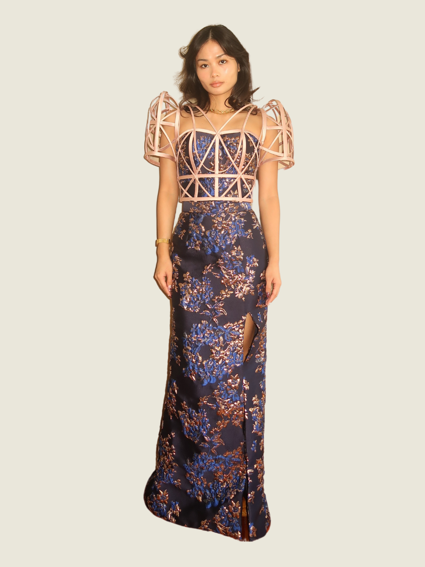 Debbie Co Navy Blue Filipiniana Set