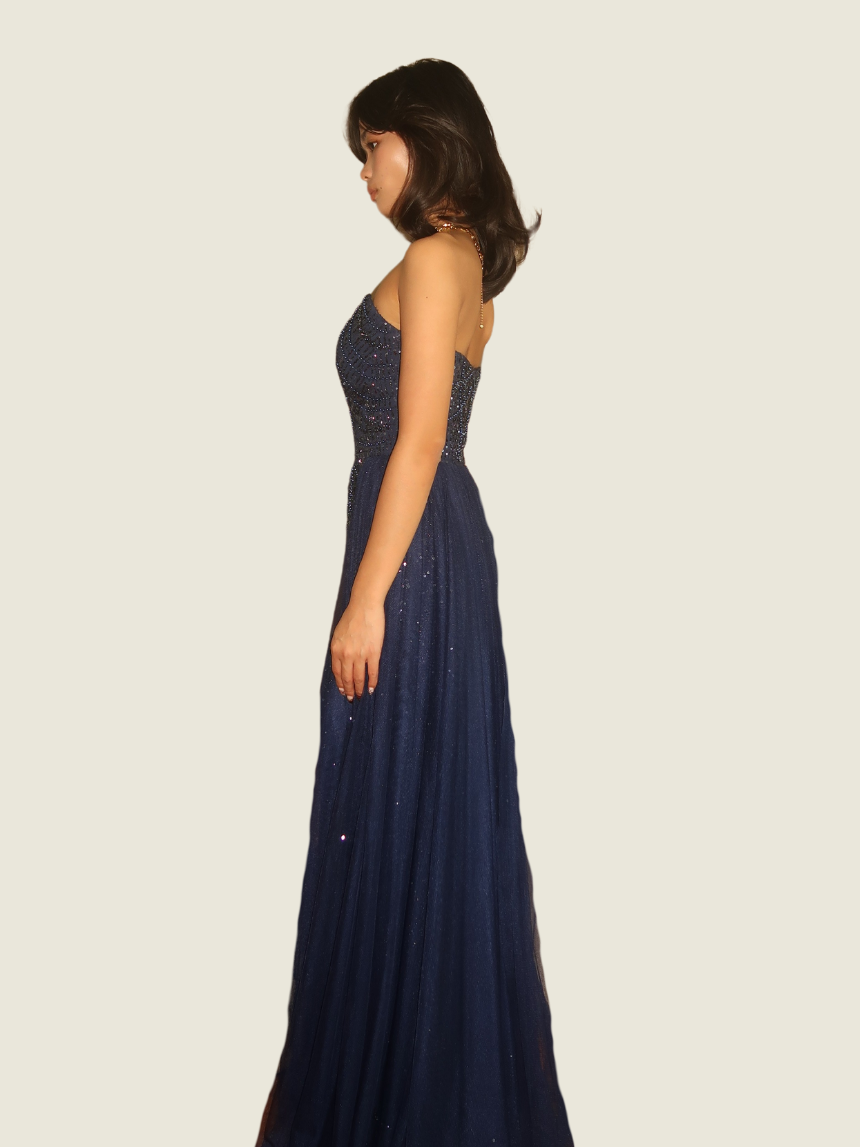 Debbie Co Navy Blue Sequin Gown