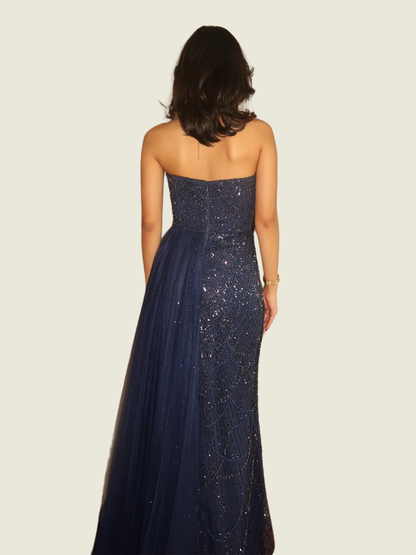 Debbie Co Navy Blue Sequin Gown