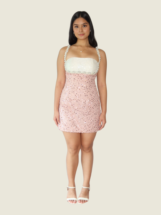 Debbie Co Pink Sequin Mini Dress