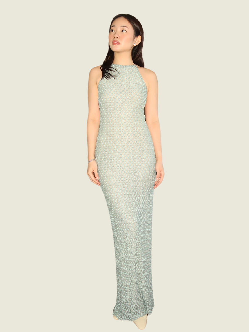 Elan Wear Green Halter Maxi