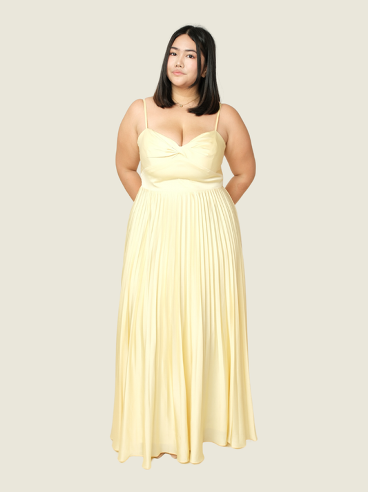 Ever New Chloe Yellow Pleated Midi Dress