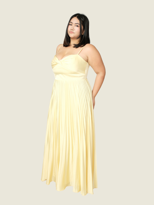 Ever New Chloe Yellow Pleated Midi Dress