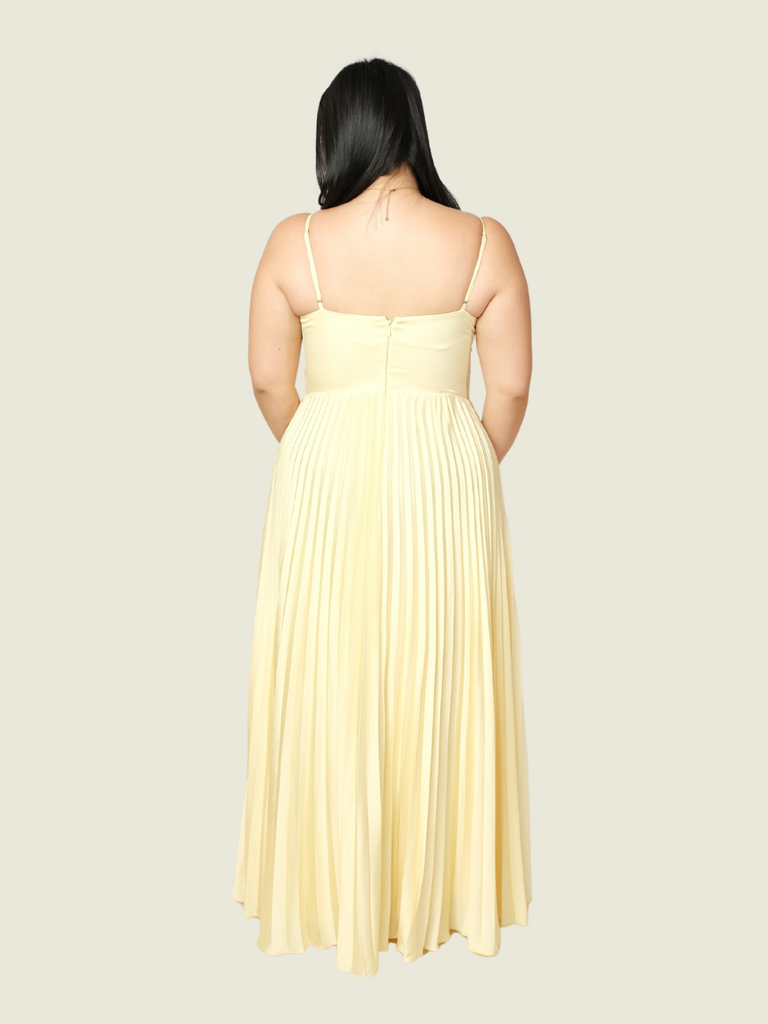 Ever New Chloe Yellow Pleated Midi Dress