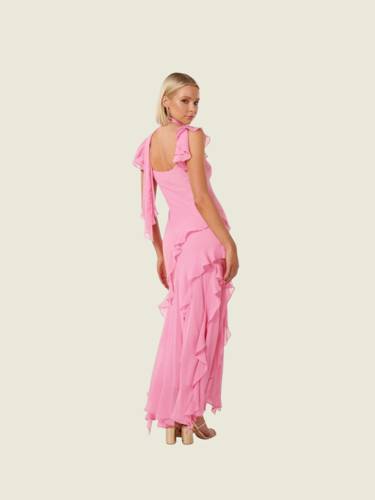 Ever New Pink Polly Ruffle Sleeve Maxi Dress (M)