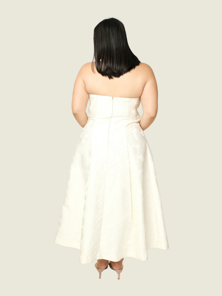 Ever New Porcelain Charlotte Strapless Jacquard Midi Dress