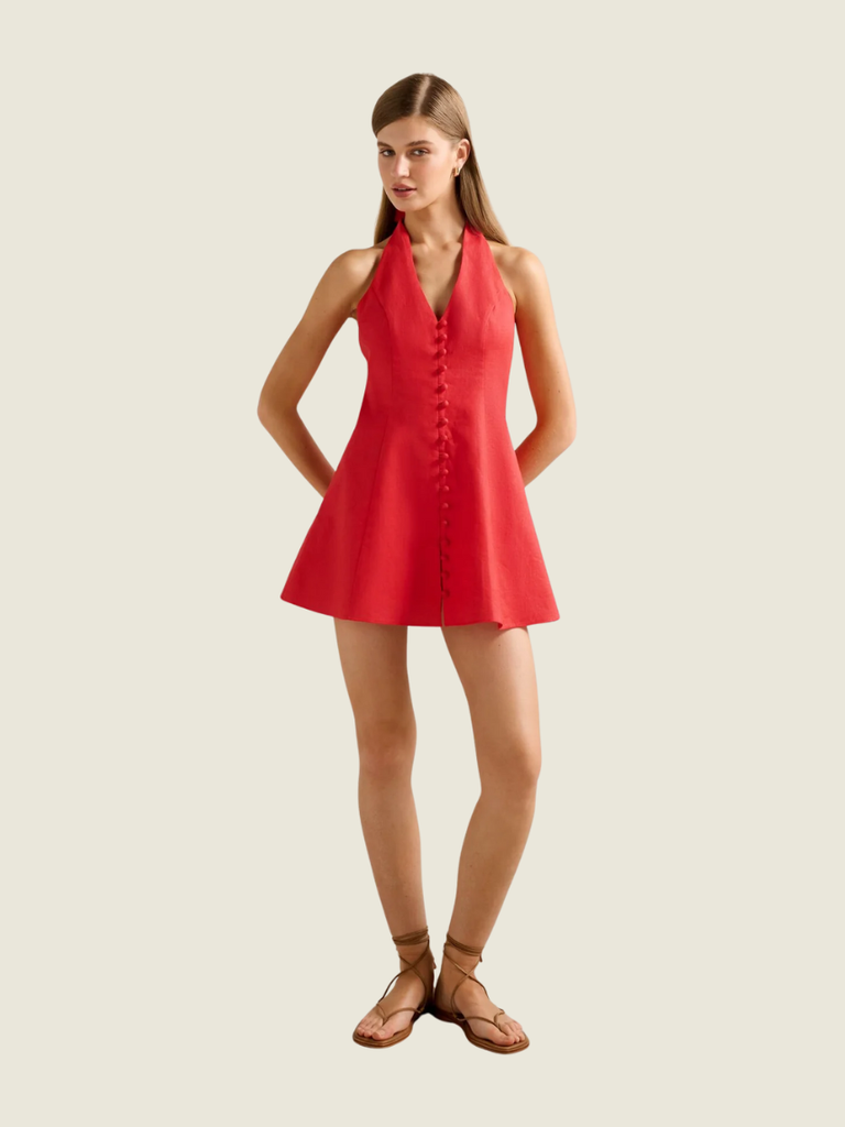 Ever New Bright Red Ina Halter Mini Dress