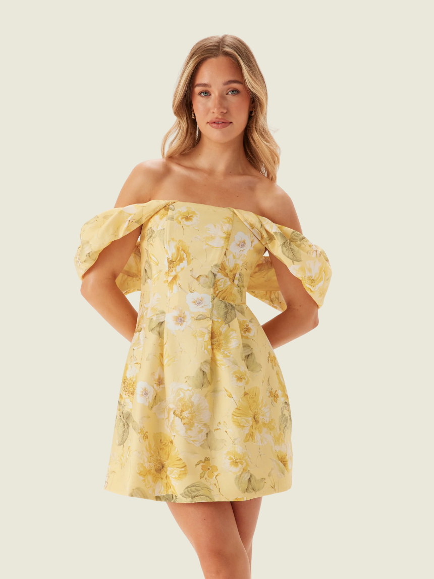 Ever New Gold Layla Yellow Floral Botanica Mini Dress