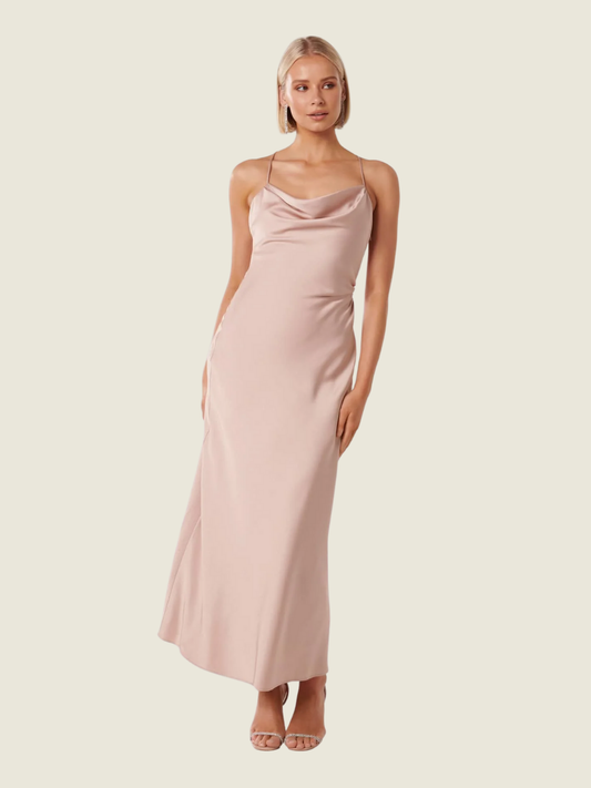 Ever New Ruby Tie Back Satin Maxi Dress (M)