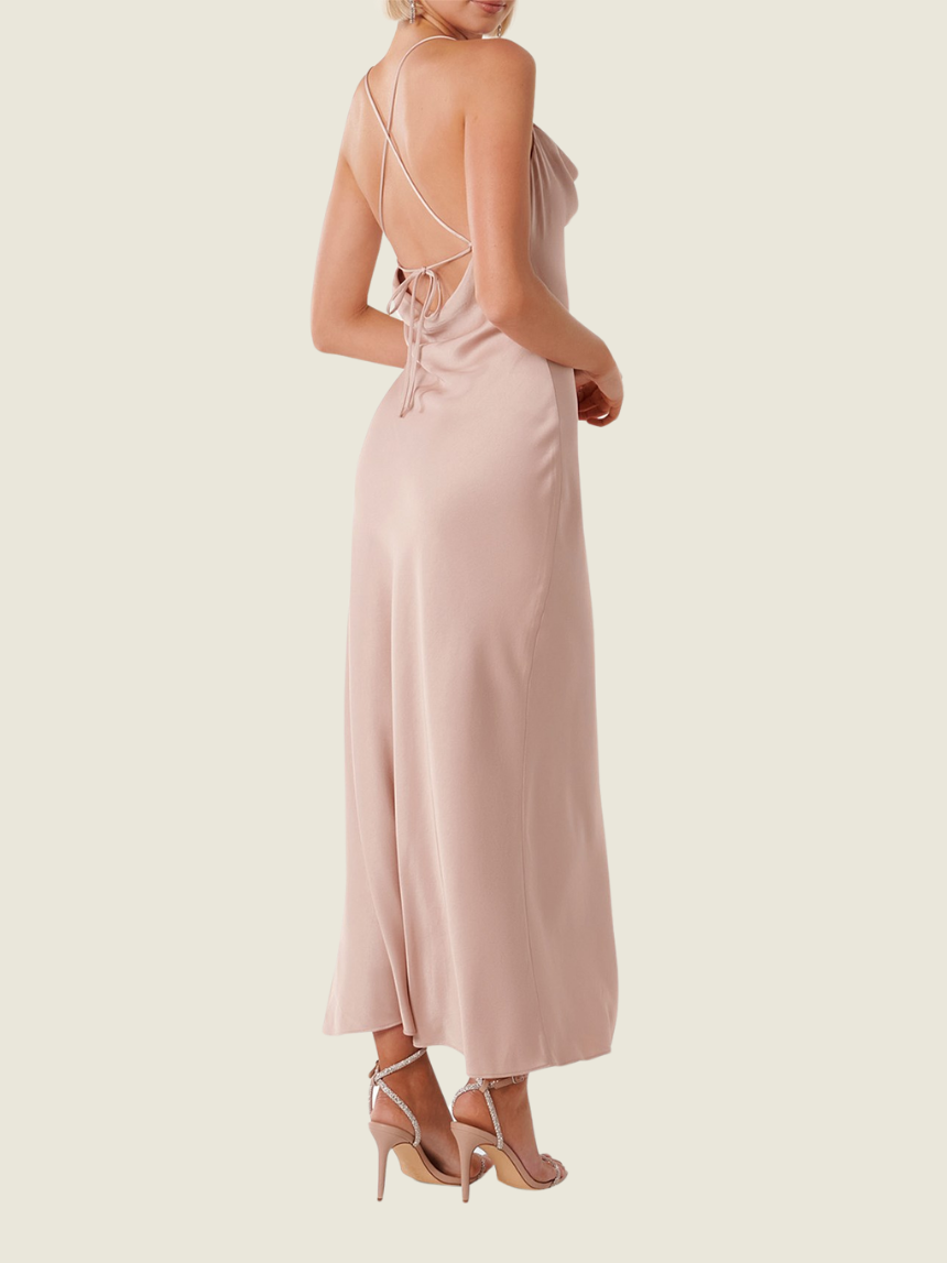 Ever New Ruby Tie Back Satin Maxi Dress (M)