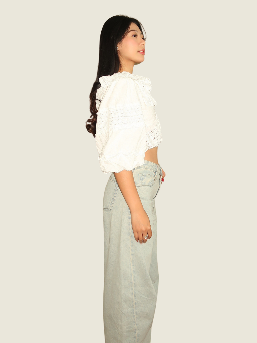 Farm Rio White Puff Sleeve Top