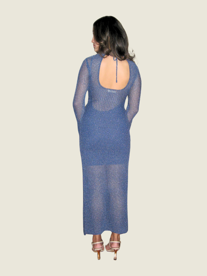 Feels by Brownie Long Sleeve Metallic Yarn Dress
