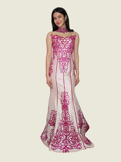 Frankie de Leon Custom Beaded Laser Cut Gown