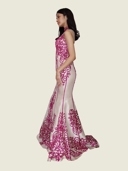 Frankie de Leon Custom Beaded Laser Cut Gown