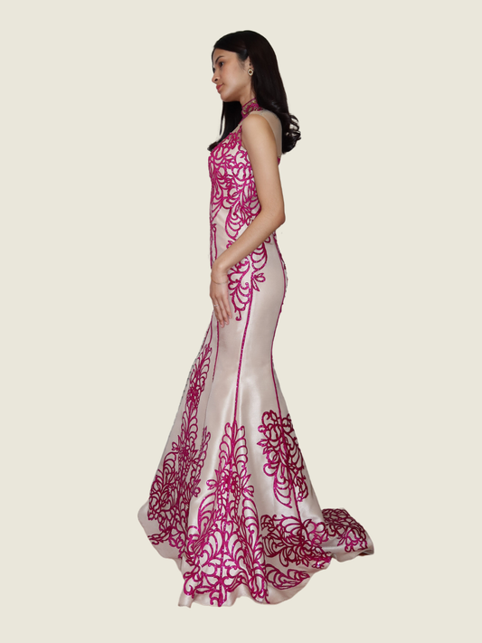 Frankie de Leon Custom Beaded Laser Cut Gown