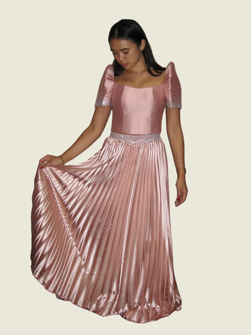 Frankie de Leon Custom Pink Two Piece Filipiniana