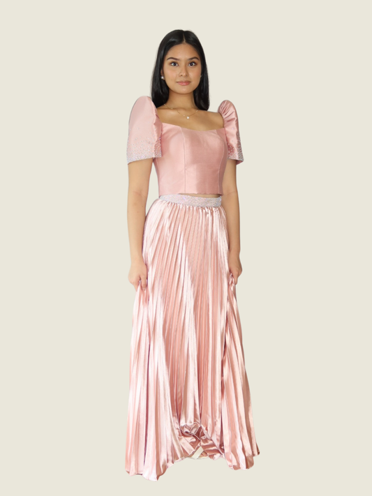 Frankie de Leon Custom Pink Two Piece Filipiniana