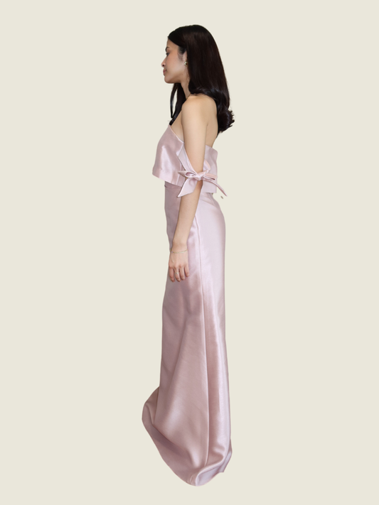 Frankie de Leon Off Shoulder Gazaar Serpentina Bow Gown